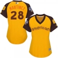 Tigers #28 J. D. Martinez Gold 2016 All-Star American League Women's Stitched MLB Jersey