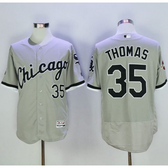 White Sox #35 Frank Thomas Grey Flexbase Authentic Collection Stitched MLB Jersey