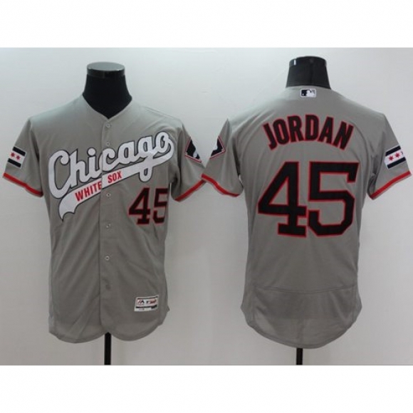 White Sox #45 Michael Jordan Grey Flexbase Authentic Collection Cooperstown Stitched MLB Jersey