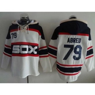 White Sox #79 Jose Abreu White Sawyer Hooded Sweatshirt Alternate Home MLB Hoodie