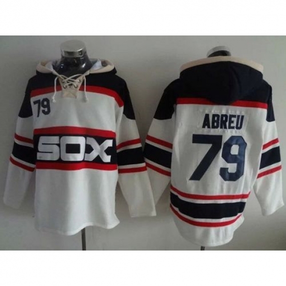White Sox #79 Jose Abreu White Sawyer Hooded Sweatshirt Alternate Home MLB Hoodie