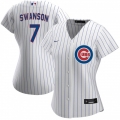 Women's Chicago Cubs #7 Dansby Swanson White Stitched Baseball Jersey(Run Small)