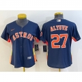 Women's Houston Astros #27 Jose Altuve Navy With Patch Cool Base Stitched Baseball Jersey(Run Small)