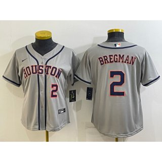 Women's Houston Astros #2 Alex Bregman Gray Cool Base Stitched Baseball Jersey(Run Small)