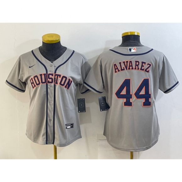 Women's Houston Astros #44 Yordan Alvarez Gray Cool Base Stitched Baseball Jersey(Run Small)