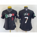 Women's Los Angeles Dodgers #7 Julio Urias Black Cool Base Stitched Jersey(Run Small)
