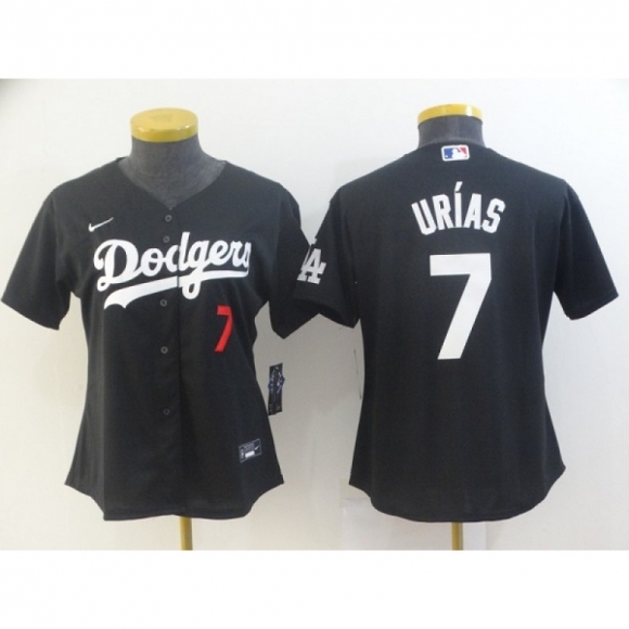 Women's Los Angeles Dodgers #7 Julio Urias Black Cool Base Stitched Jersey(Run Small)