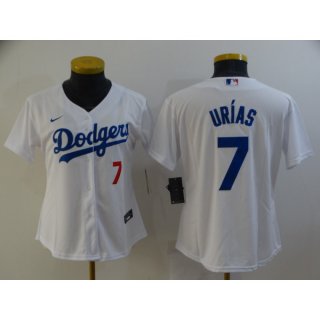 Women's Los Angeles Dodgers #7 Julio Urias White Cool Base Stitched Baseball Jersey(Run Small)