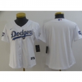 Women's Los Angeles Dodgers Blank White Gold Championship Cool Base Stitched Jersey(Run Small)