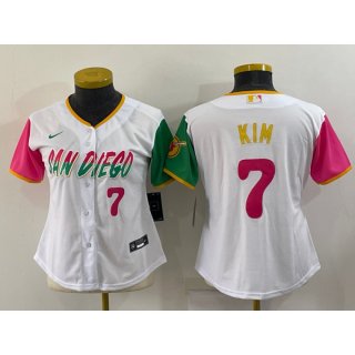 Women's San Diego Padres #7 Ha Seong Kim 2022 White City Connect Cool Base Stitched Baseball Jersey(Run Small)