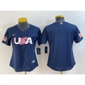 Women's USA Baseball Blank 2023 Navy World Baseball Classic Stitched Jersey(Run Small)