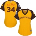 Yankees #34 Brian McCann Gold 2016 All-Star American League Women's Stitched MLB Jersey