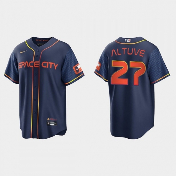 Youth Houston Astros #27 Jose Altuve 2022 Navy City Connect Stitched Jersey