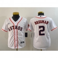 Youth Houston Astros #2 Alex Bregman White With Patch Cool Base Stitched Jersey