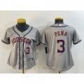 Youth Houston Astros #3 Jeremy Pena Gray Cool Base Stitched Jersey
