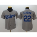 Youth Los Angeles Dodgers #22 Clayton Kershaw Gray Cool Base Stitched MLB Jersey