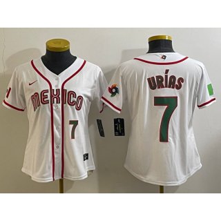 Youth Mexico Baseball #7 Julio Urias 2023 White World Baseball Classic With Patch Stitched Jersey