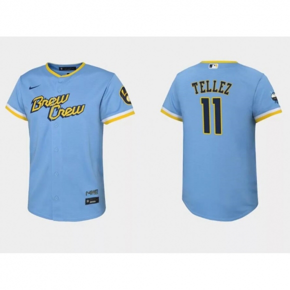Youth Milwaukee Brewers #11 Rowdy Tellez 2022 Powder Blue City Connect Stitched Jersey