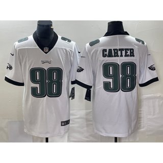 Men's Philadelphia Eagles #98 Jalen Carter White Vapor Limited Stitched Football Jersey